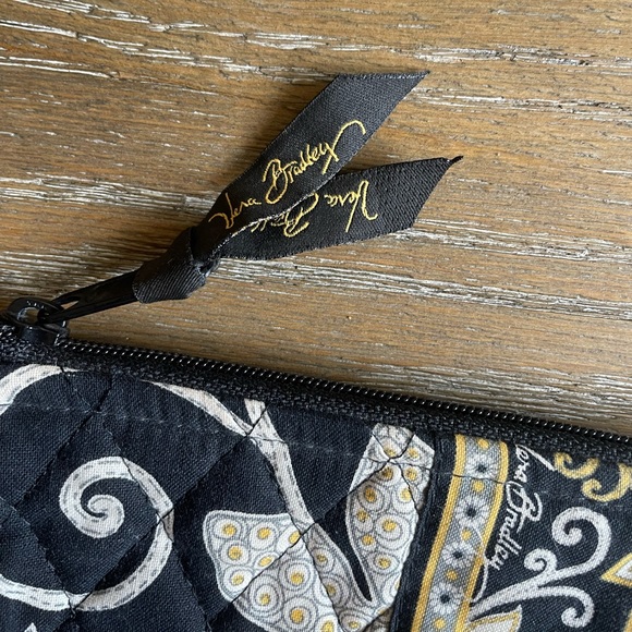 Vera Bradley black, white, & yellow wide pouch - Picture 3 of 6